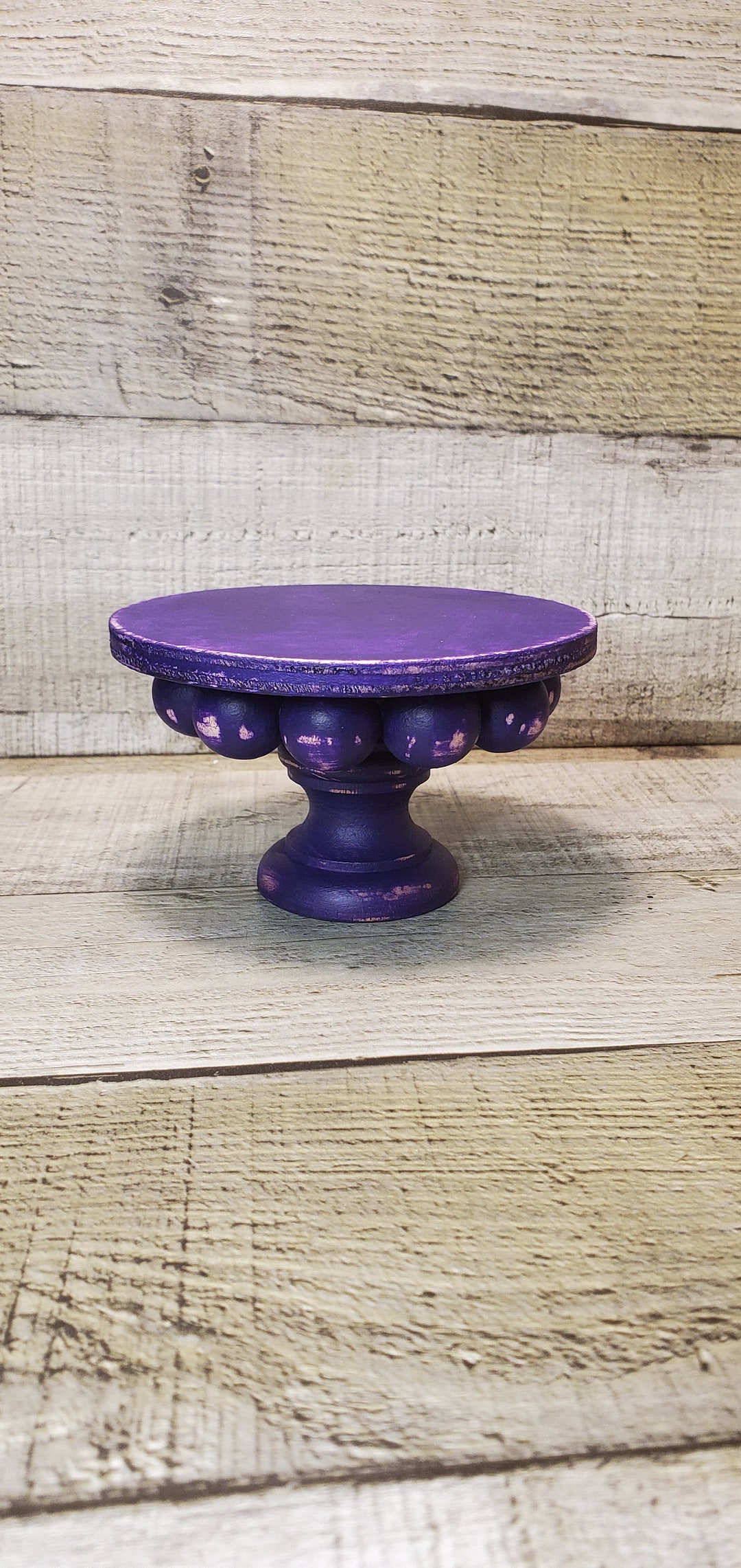 Rustic Purple Pedestal, Beaded Pedestal, Farmhouse Riser, Beaded ...