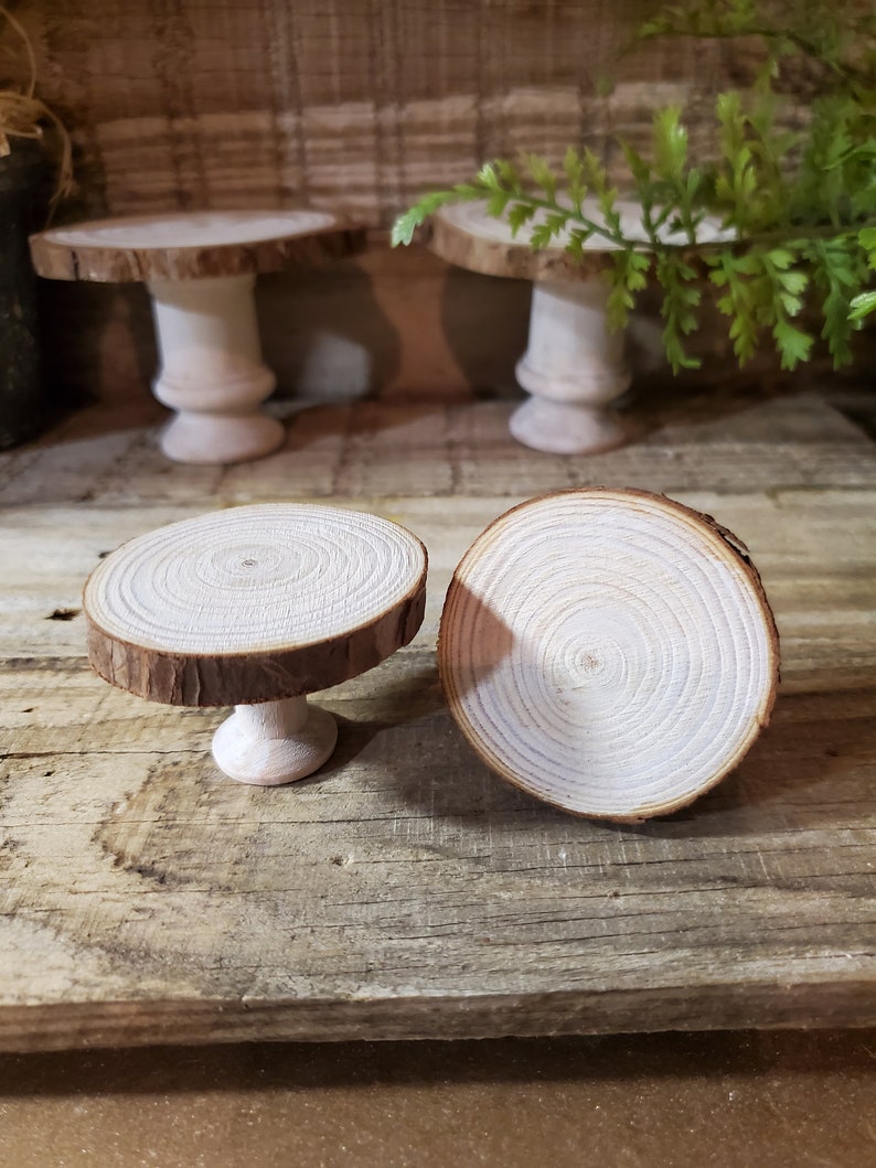 itty-bitty Natural Wood Slice Pedestal Round Wood Riser Mini image 5