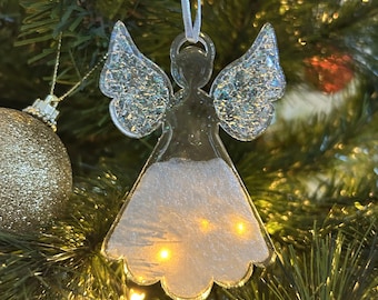 Resin Angel Ornament • Handmade Glitter Piece for Tree or Festive Home Décor