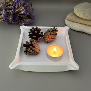 Handmade White Square Pinched Corner Catchall Tray • Minimalist Decor bild 6