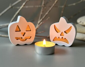 Handmade White Pumpkin Figurines • Halloween Decorations • Spooky Shelf Décor • Single or Pair