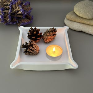Handmade White Square Pinched Corner Catchall Tray • Minimalist Decor bild 11