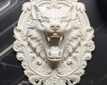 Baroque Style Wolf Wall Sculpture – High Precision 3D Printing