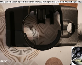 Golf 3 steering column cover (ignition switch diameter 32mm) - Adjustable version + Warning light - ASA-Carbon + Screws included