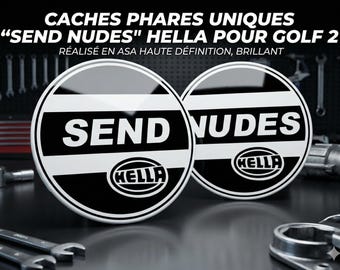 “SEND NUDES” “Hella” easy clip headlight covers for GOLF 2
