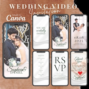 Custom Animated Wedding Invitation Video | Editable Digital Canva Template | Electronic Wedding Video Invitation