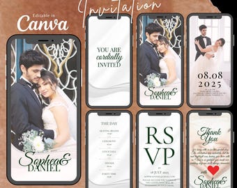 Animated Wedding Invitation Video | Editable Canva Template (Digital)