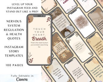 Nervous System Regulation Instagram Story Templates – Mental Health Quotes (Canva)