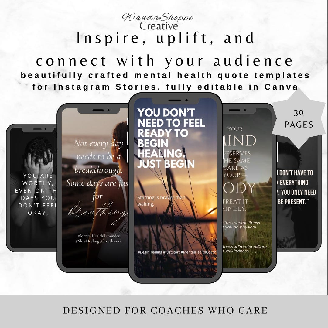 Mental Health Quotes Instagram Templates | Canva Story Bundle - Etsy
