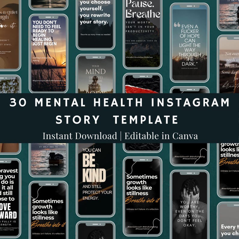 Mental Health Quotes Instagram Templates | Canva Story Bundle - Etsy