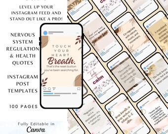 Nervous System Regulation Instagram Templates – Mental Health Quotes (Canva)