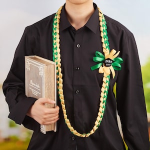 Ruban hawaïen à tissage personnalisé, Colliers de remise de diplômes personnalisés, Guirlande de satin fabriquée à la main, Lei de ruban de remise de diplôme, Souvenirs de fin d'études, Promotion 2025