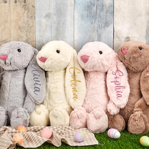 Personalized Embroider Bunny Rabbit,Bunny Doll,Easter Bunny Doll,Plush Birthday Bunny,Newborn Baby Gift,Flower Girl Gift,Easter Gift For Kid