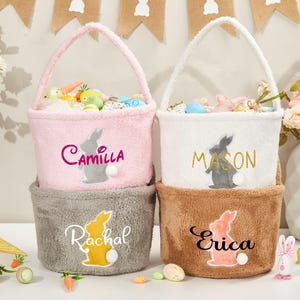 Custom Easter Bunny Basket ,Monogram Name For Kids Easter Basket,Boy/Girl Easter Basket,Fur Easter Basket,Easter Egg Hunt,Baby Easter Gift