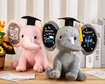 Personalized Graduation Elephant,Graduation Elephant Stuffed Anima,University Class of 2025 Gift,Graduation Gift,Elephant Keepsake Grad Gift