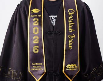 Personalisierte College-Abschluss-Schärpe, personalisierter Text graduierte Grad-Stola-Schärpe, Abschluss-Stola, ältere Schärpe, Geschenk für bestandene, Klasse von 2026