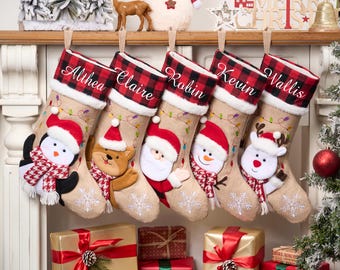 Medias navideñas 3D personalizadas, regalos navideños personalizados, medias navideñas familiares, medias con monograma, decoración navideña, regalo navideño familiar