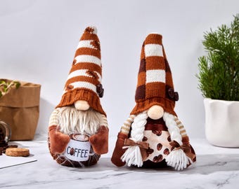 Coffee Gnome,Coffee Decoration,Kitchen Gnome,Coffee Lover Gnome Couple,Coffee Themed Gifts,Coffee Lover Gift,Gnome Decor,Coffee Gifts