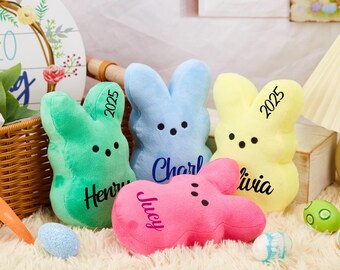 Customized Peep Bunny With Name,Easter Bunny Dolls,Bunny Soft Plush Toy,Monogrammed Bunny,Peep Plush For Kids,Easter Gifts,Newborn Baby Gift