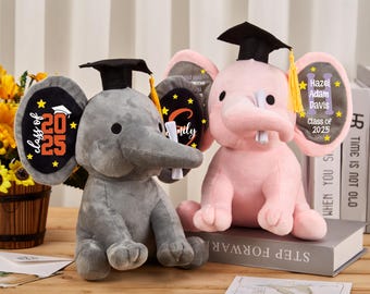 Elefante de peluche de graduación de 2025, regalo de graduación de elefante personalizado, regalos de graduación personalizados, regalo de graduación, recuerdo de graduación, regalo de la clase de 2025
