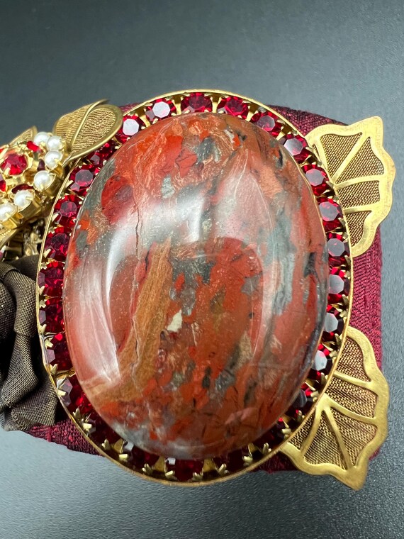 Statement Cuff Bracelet with Large Jasper Stone F… - image 4