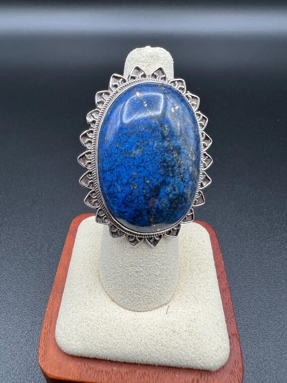 Large Lapis Statement Ring in Sterling Silver - image 4