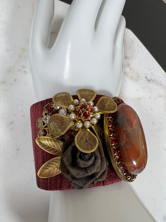 Statement Cuff Bracelet with Large Jasper Stone F… - image 10
