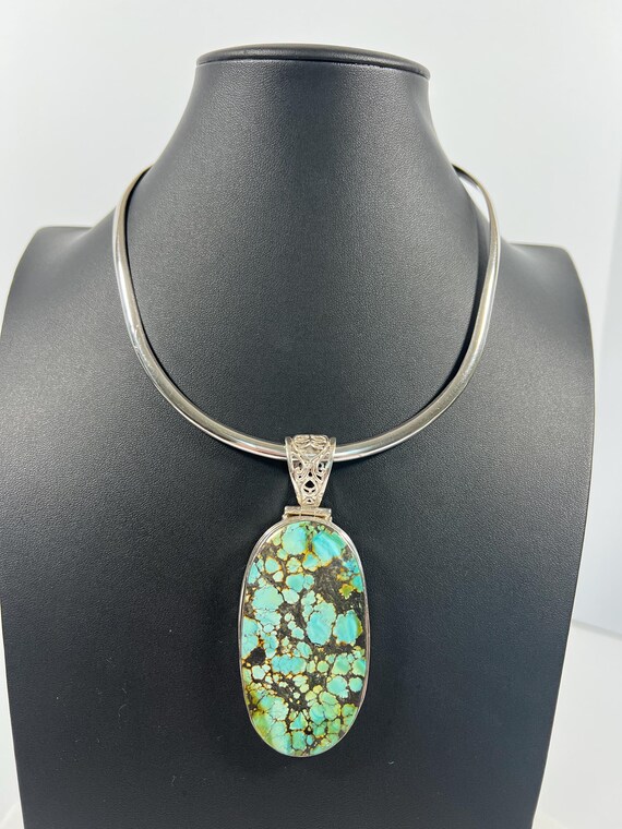 Large Statement Turquoise Pendent in Sterling Sil… - image 2