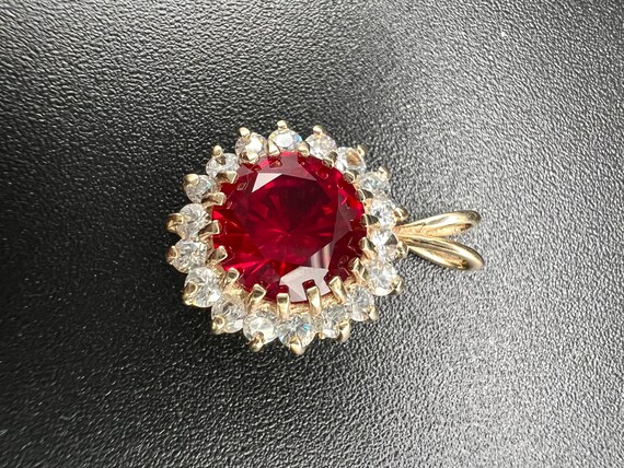 Ruby Pendent Framed with Sparkling Bright Rhinest… - image 8