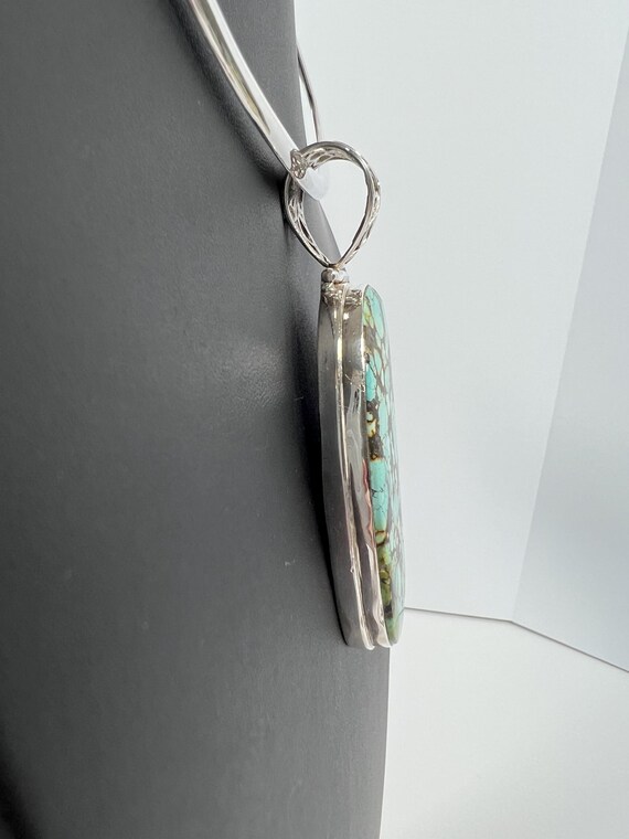 Large Statement Turquoise Pendent in Sterling Sil… - image 7