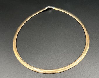 14k Reversible White/Yellow Gold Signed Omega Necklace