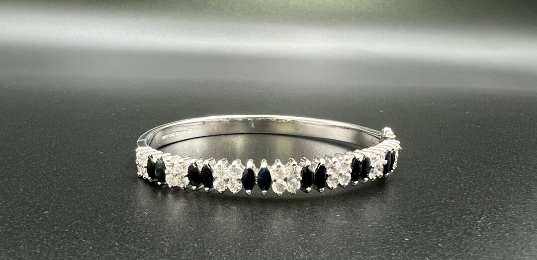 Satoshi Rhinestones Sapphire and Rhinestone in Sterling Bracelet - Etsy