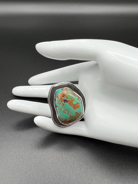 Large Chunky Turquoise Statement Ring Set in Ster… - image 6