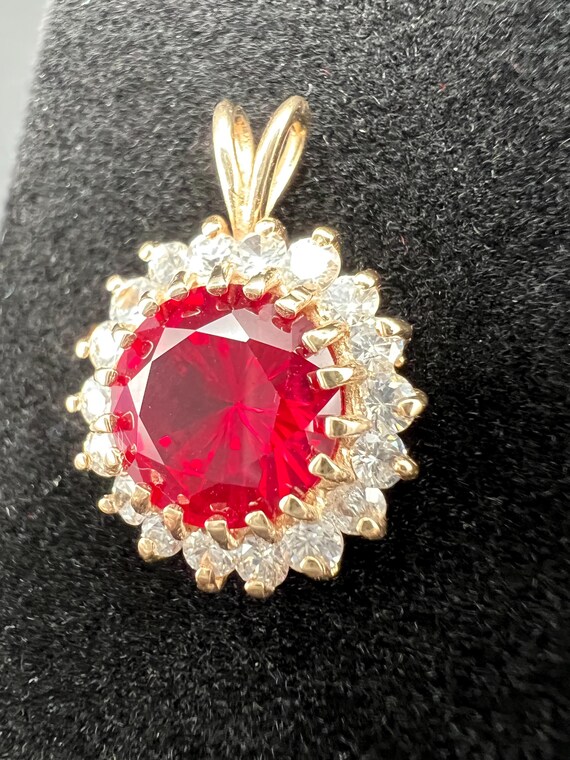 Ruby Pendent Framed with Sparkling Bright Rhinest… - image 4