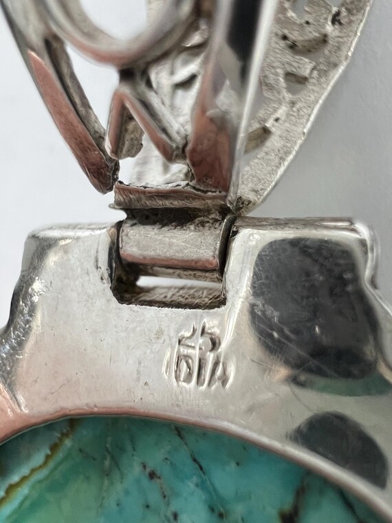 Large Statement Turquoise Pendent in Sterling Sil… - image 8