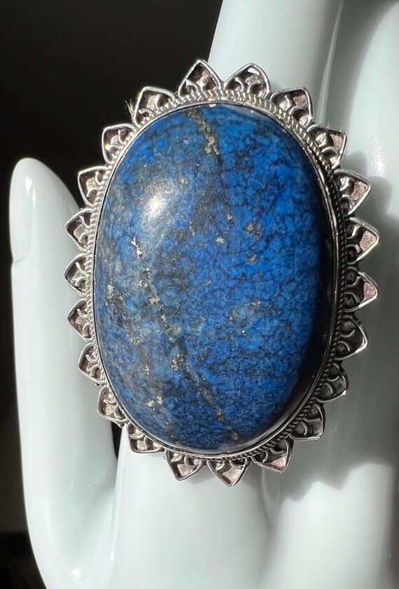 Large Lapis Statement Ring in Sterling Silver - image 6