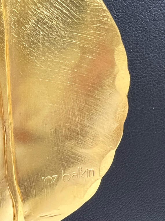 Roz Balkin Signed Leaf Dangle Statement Earrings - image 3