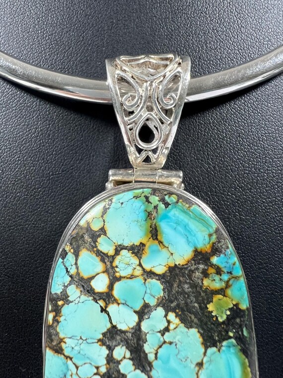 Large Statement Turquoise Pendent in Sterling Sil… - image 5