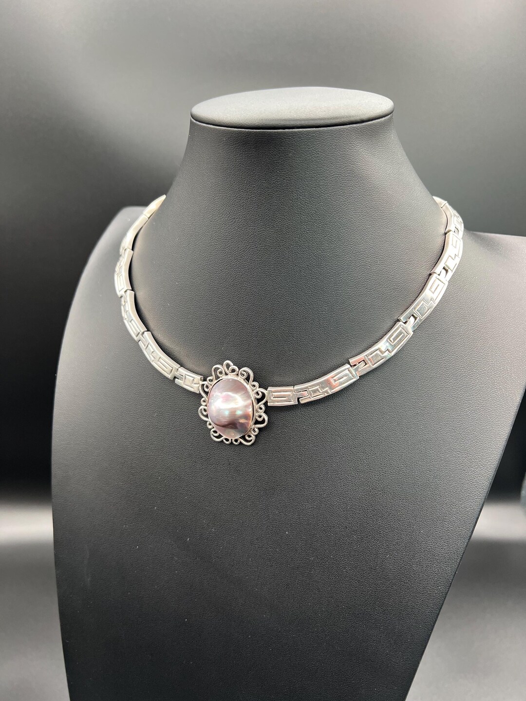 Sterling Silver and Mabe Pearl Necklace - Etsy
