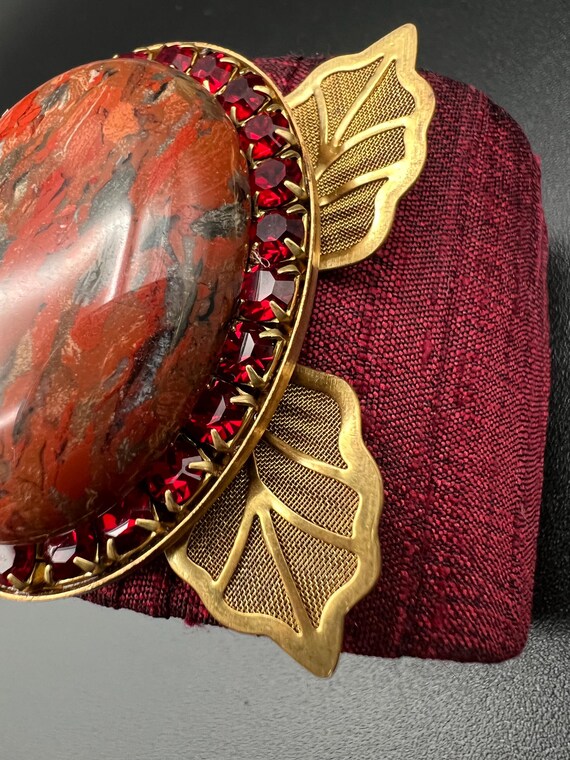 Statement Cuff Bracelet with Large Jasper Stone F… - image 7