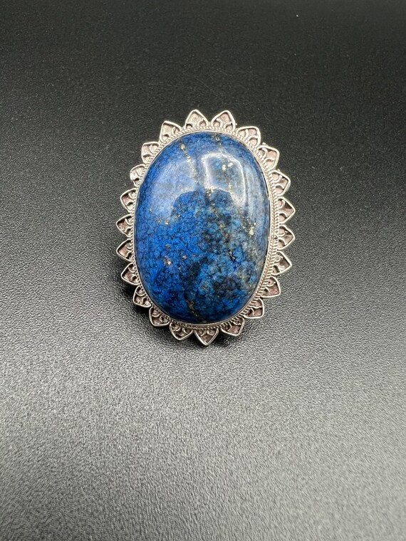 Large Lapis Statement Ring in Sterling Silver - image 1