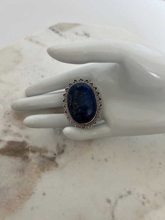 Large Lapis Statement Ring in Sterling Silver - image 9