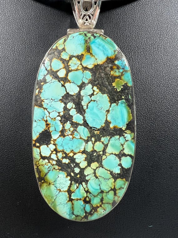 Large Statement Turquoise Pendent in Sterling Sil… - image 6