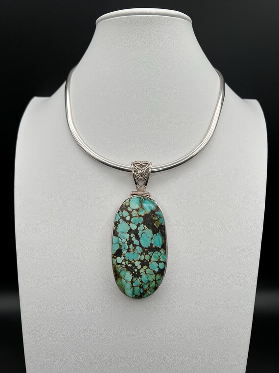 Large Statement Turquoise Pendent in Sterling Sil… - image 4