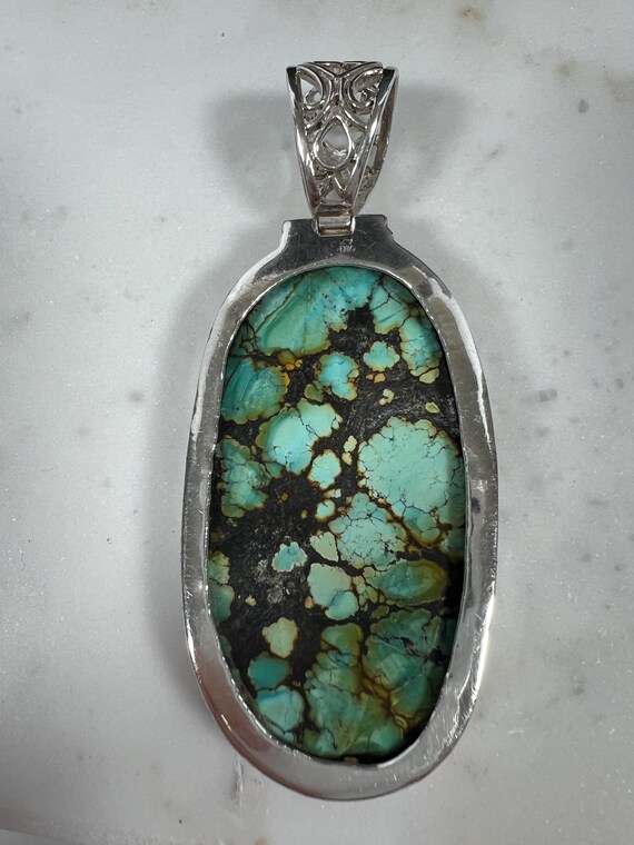 Large Statement Turquoise Pendent in Sterling Sil… - image 10