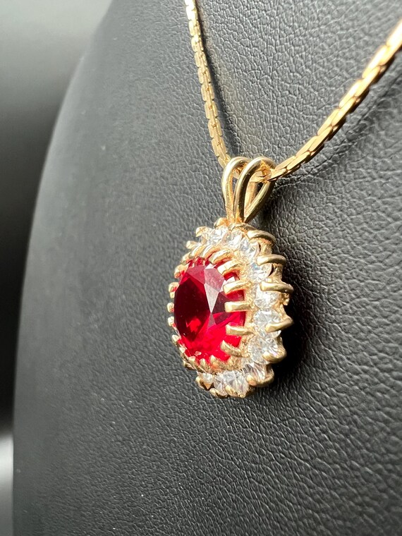 Ruby Pendent Framed with Sparkling Bright Rhinest… - image 3