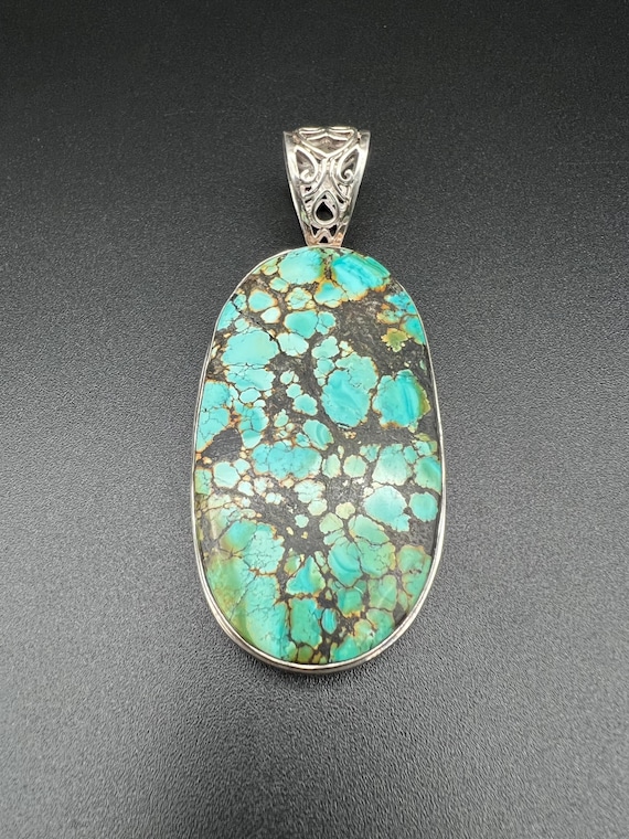 Large Statement Turquoise Pendent in Sterling Sil… - image 1