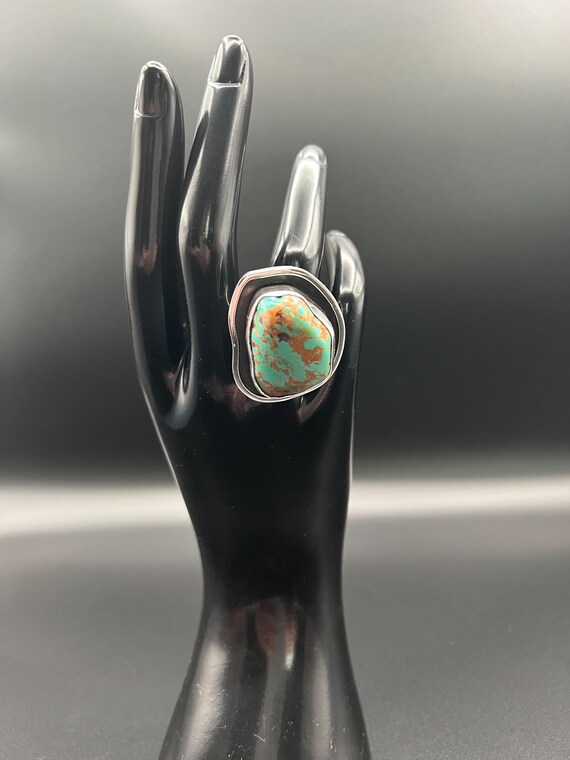 Large Chunky Turquoise Statement Ring Set in Ster… - image 5