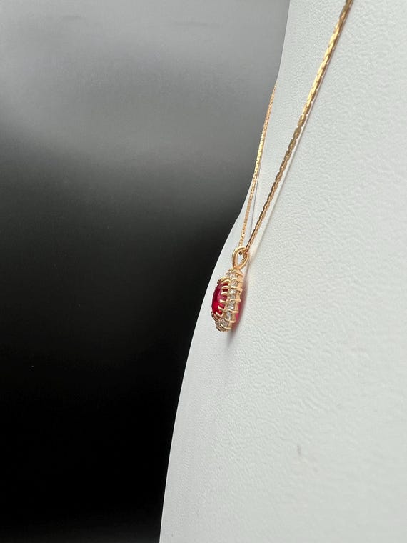Ruby Pendent Framed with Sparkling Bright Rhinest… - image 9
