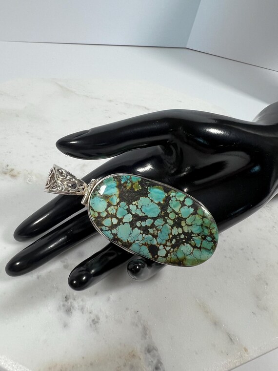 Large Statement Turquoise Pendent in Sterling Sil… - image 9